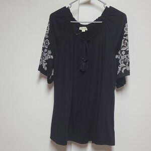 Black embroidered top